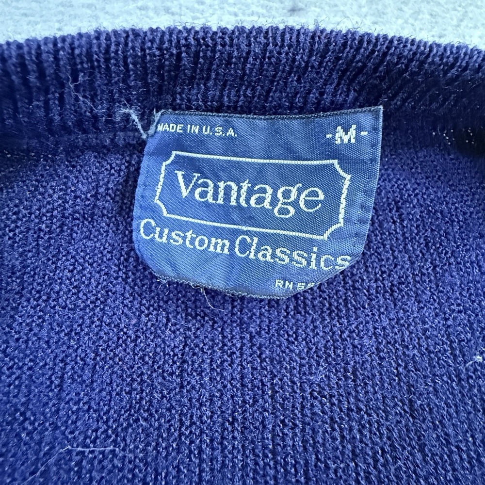 Vintage University Michigan Mens Vantage Custom Classics Sweater Blue Med V Neck - Picture 6 of 7